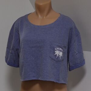 VS Blue Short Sleeve Cropped Sweatshirt
